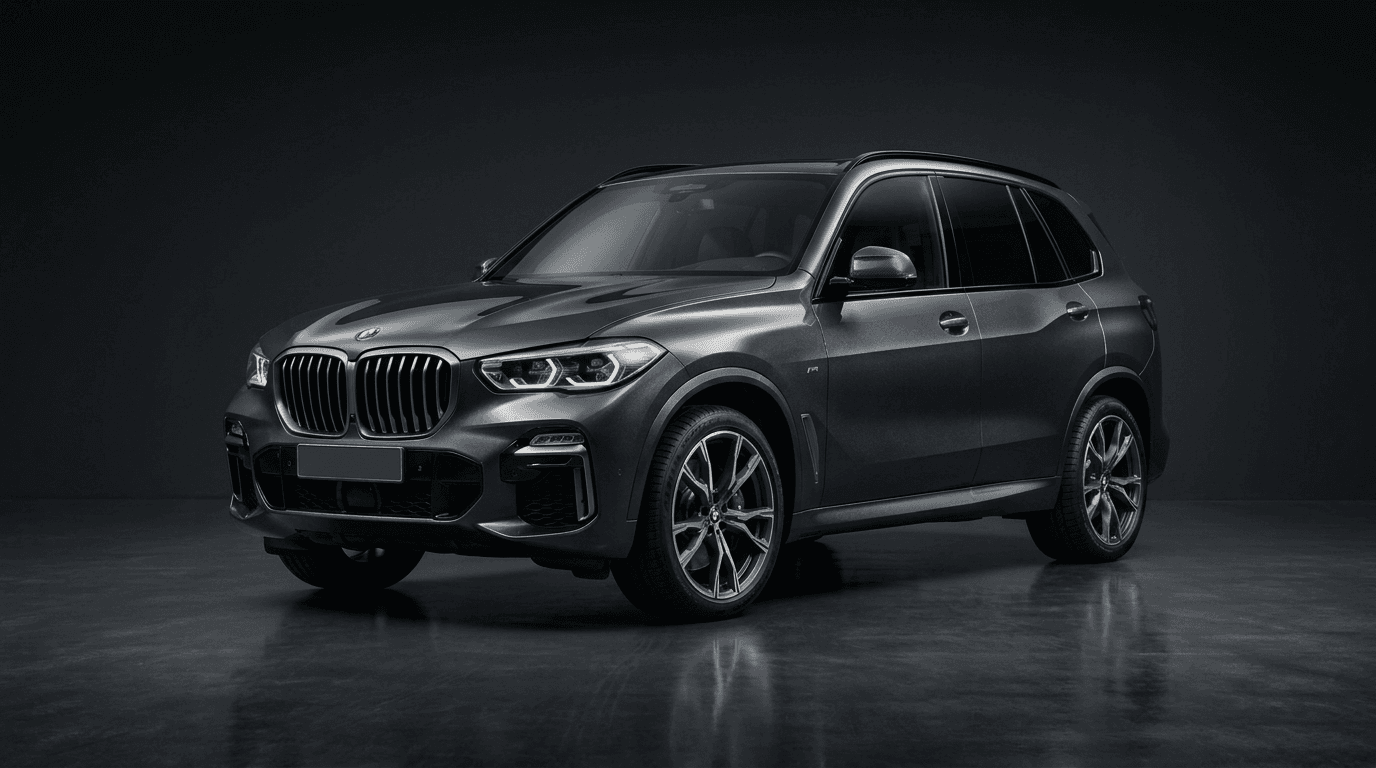 BMW X5 M50i 2021 года в тёмно-графитовом цвете, вид три четверти